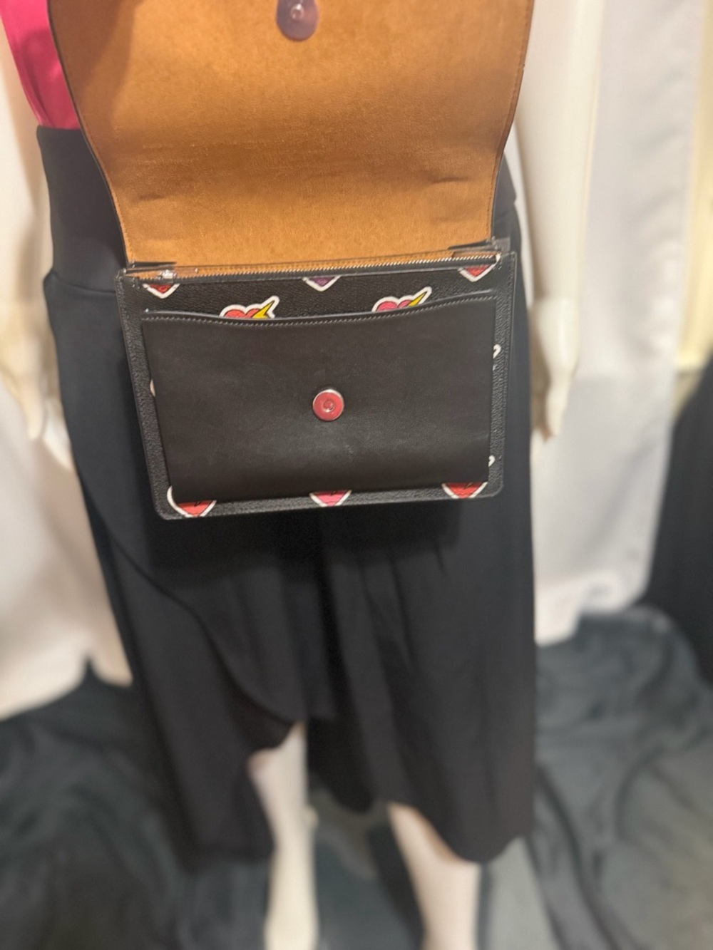 Coach Klare Crossbody With Heart Bolt Print Black Leather Chain Strap - Picture 3 of 10